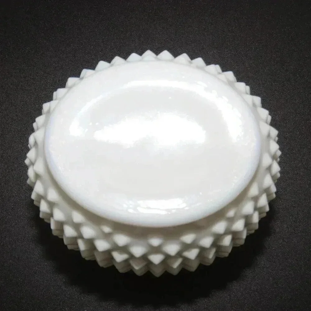Vintage Fenton Oval Hobnail Milk Glass Sugar Bowl Creamer Set 1950s 1960s